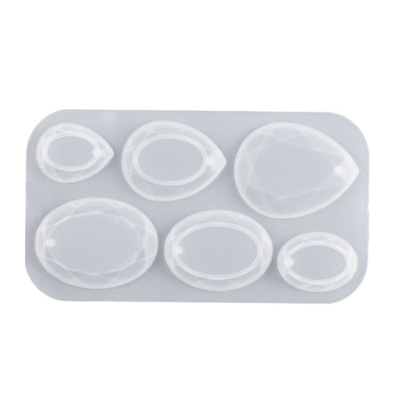 DIY Crystal Epoxy Cross Section Oval Pendant Earring Silicone Mold(Water Drops)