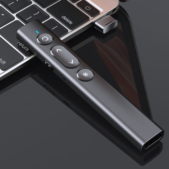 B2 2.4GHz Dual-Mode Conference PPT Wireless Page Turning Pen Multimedia Infrared Laser Pointer(Black)