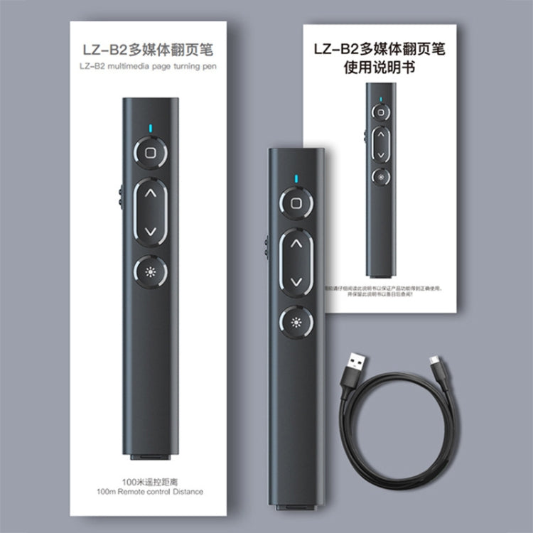 B2 2.4GHz Dual-Mode Conference PPT Wireless Page Turning Pen Multimedia Infrared Laser Pointer(Black)
