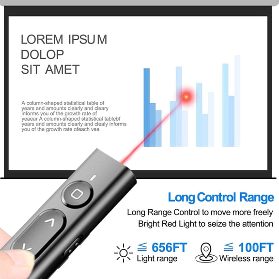 B2 2.4GHz Dual-Mode Conference PPT Wireless Page Turning Pen Multimedia Infrared Laser Pointer(Black)