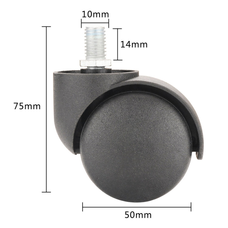 M10 Screw Quiet Swivel Chair Universal Wheels Office Chair Roller Casters(Black)