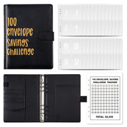 A5 100 Day Savings Challenge Envelope Budget Planner Binder Notebook Handbook, Color: Words Black