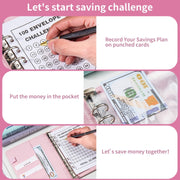 A5 100 Day Savings Challenge Envelope Budget Planner Binder Notebook Handbook, Color: Words Black
