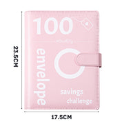 A5 100 Day Savings Challenge Envelope Budget Planner Binder Notebook Handbook, Color: Words Black