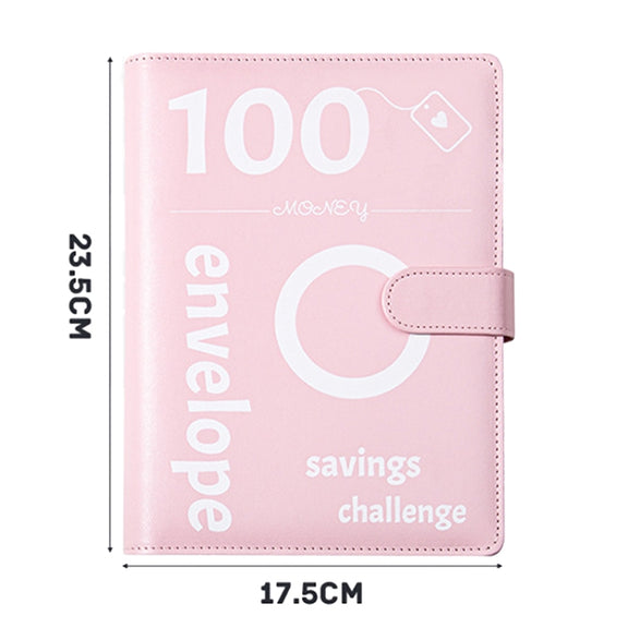 A5 100 Day Savings Challenge Envelope Budget Planner Binder Notebook Handbook, Color: Words Black