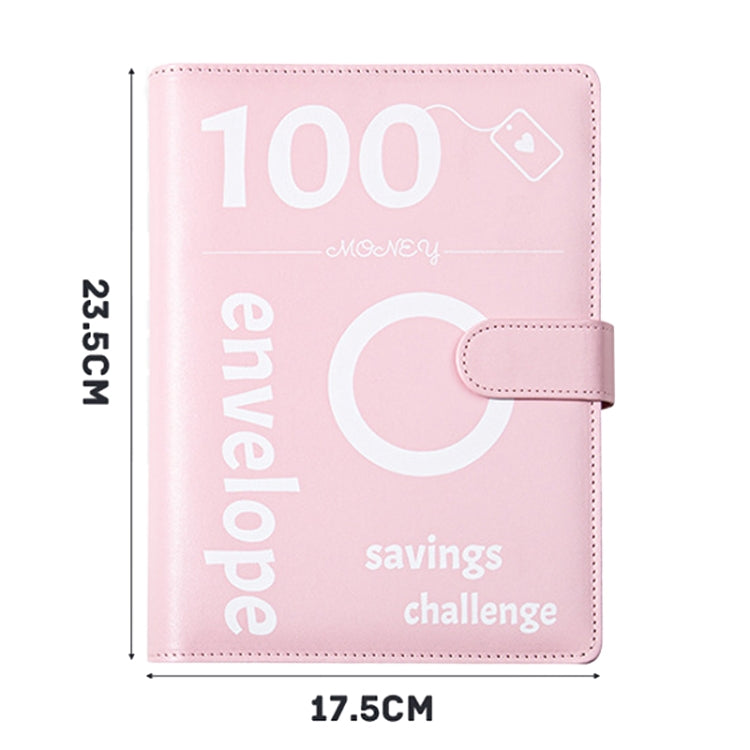 A5 100 Day Savings Challenge Envelope Budget Planner Binder Notebook Handbook, Color: Words Black