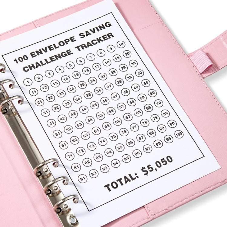 A5 100 Day Savings Challenge Envelope Budget Planner Binder Notebook Handbook, Color: Words Black