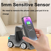 T20S 3-In-1 15W Small Forklift-Shaped Desktop Wireless Charger With LED Atmosphere Light(Yellow)