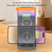 T20S 3-In-1 15W Small Forklift-Shaped Desktop Wireless Charger With LED Atmosphere Light(Yellow)