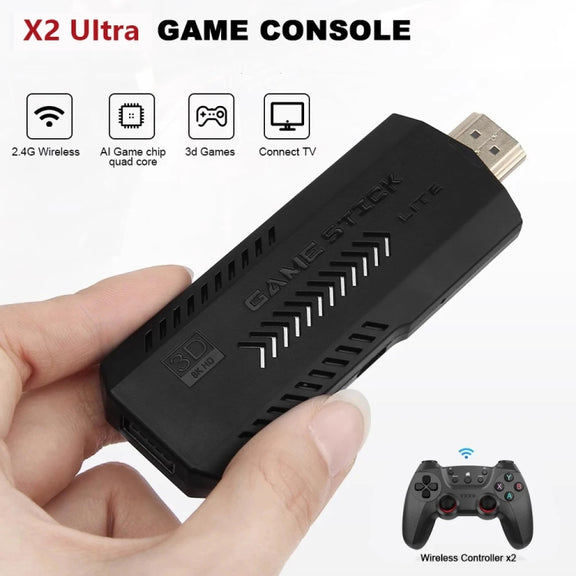 X2 Ultra Video Game Stick Console With 2.4G Double Wireless Controller 256GB