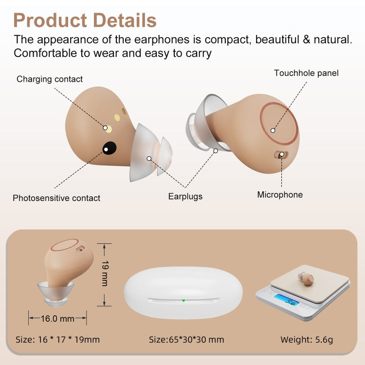Z-26D1 Digital DSP In-ear TWS Invisible Hearing Aid Rechargeable Touch Control Sound Amplifier(Black)