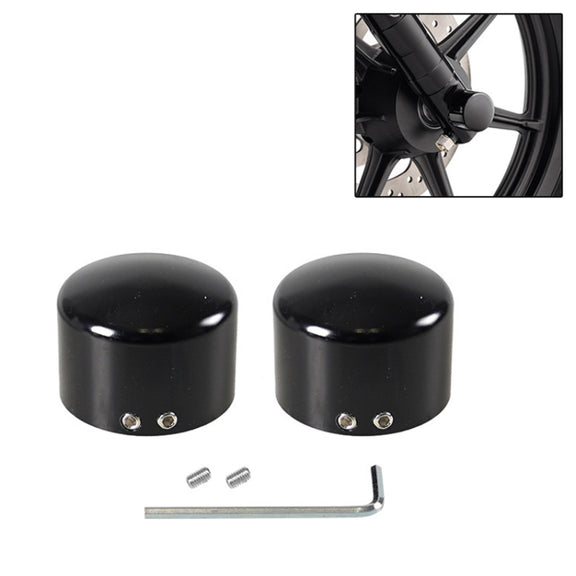 For Harley Davidson Motorcycle Modified Front Axle Wheel Covers Front Axle Decorative Cover(Black)