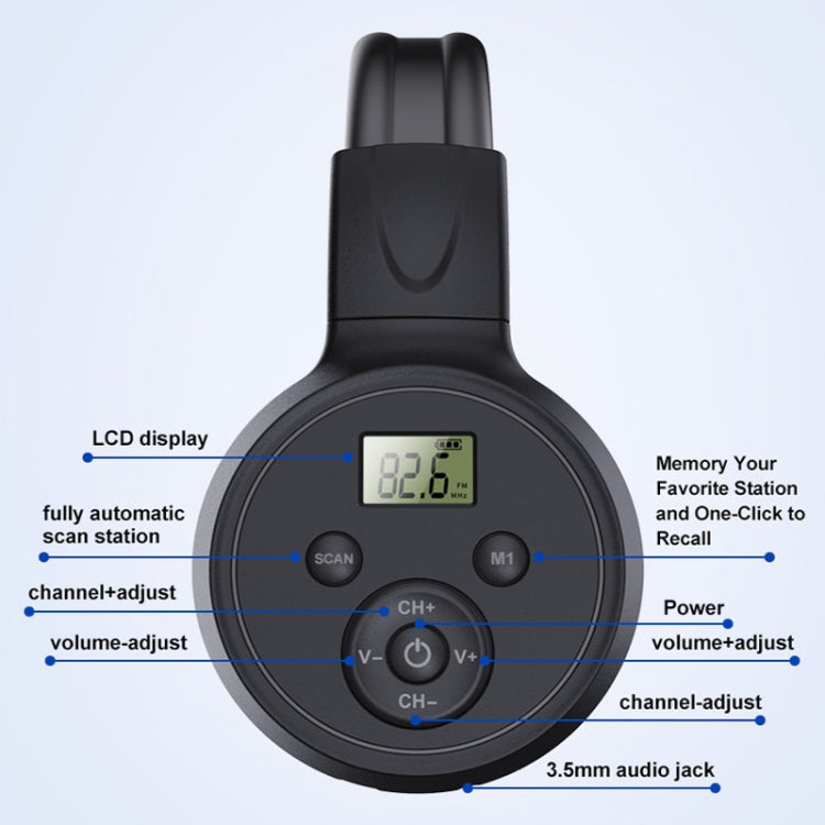 F4 Digital Display Automatic Scanning Foldable FM Radio Headphone, Spec: Battery Version