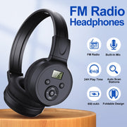 F4 Digital Display Automatic Scanning Foldable FM Radio Headphone, Spec: Battery Version