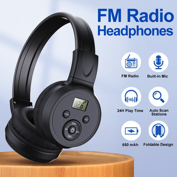 F4 Digital Display Automatic Scanning Foldable FM Radio Headphone, Spec: Charging Version