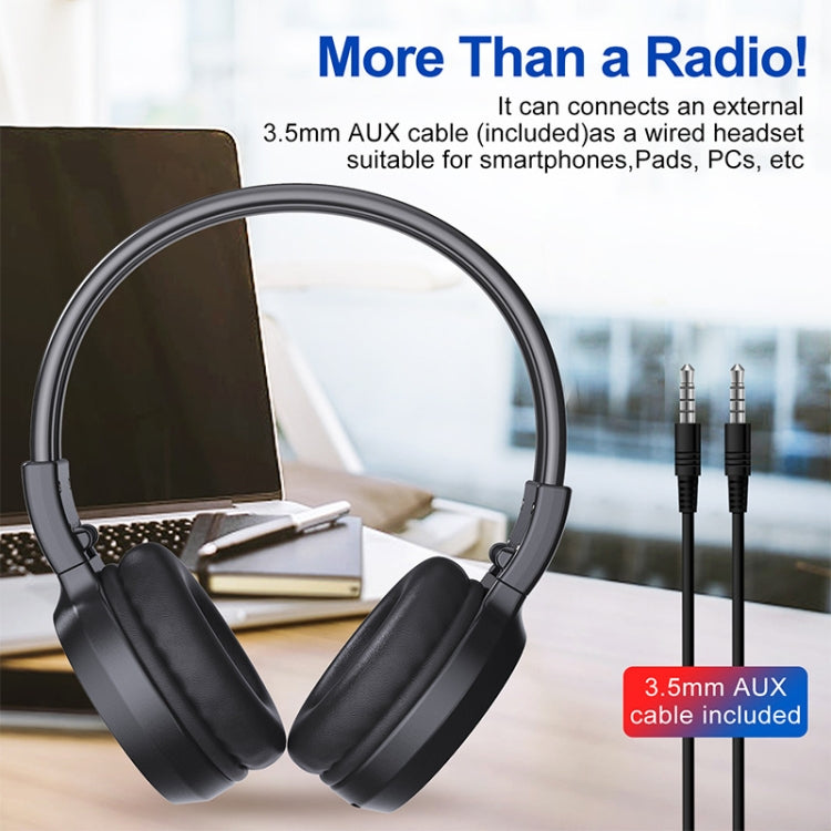 F4 Digital Display Automatic Scanning Foldable FM Radio Headphone, Spec: Battery Version