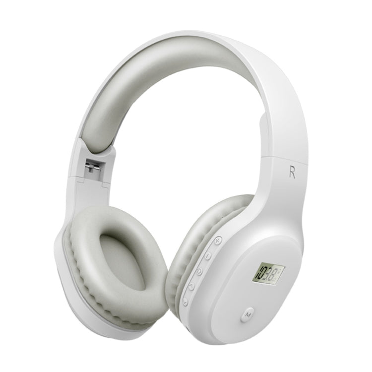 A8 Charging Version Portable Digital Display FM Headphone(White)