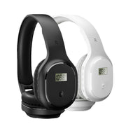 A8 Charging Version Portable Digital Display FM Headphone(White)