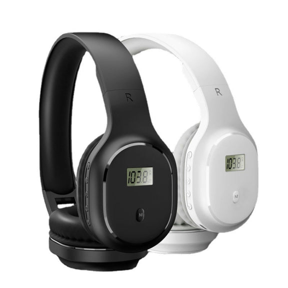 A8 Charging Version Portable Digital Display FM Headphone(White)