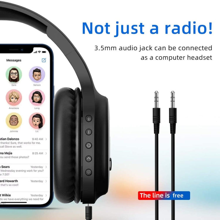 A8 Charging Version Portable Digital Display FM Headphone(White)