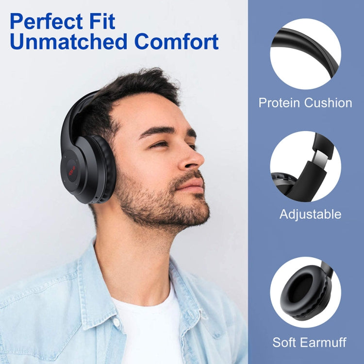 X5 Portable Digital Display Folding Headset FM Radio Headphones, Color: Charging Black