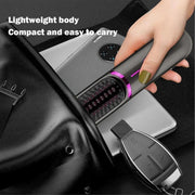 Wireless Hair Straightening Comb USB Charging Curling Iron(Black)