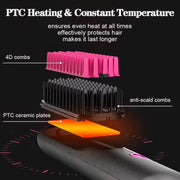 Wireless Hair Straightening Comb USB Charging Curling Iron(Black)
