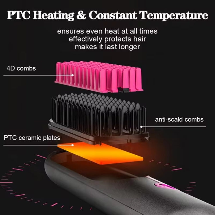 Wireless Hair Straightening Comb USB Charging Curling Iron(Black)