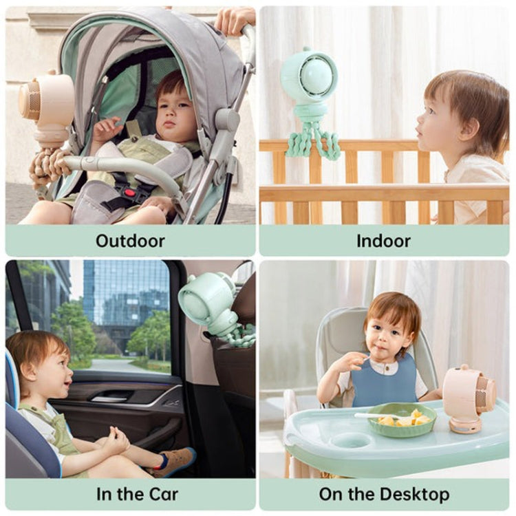 JisuLife Stroller Fan Life2S High Speed Energy Saving Stroller Mini Fan Octopus Bladeless Swingable Head Air Purifying Fan(Brown)