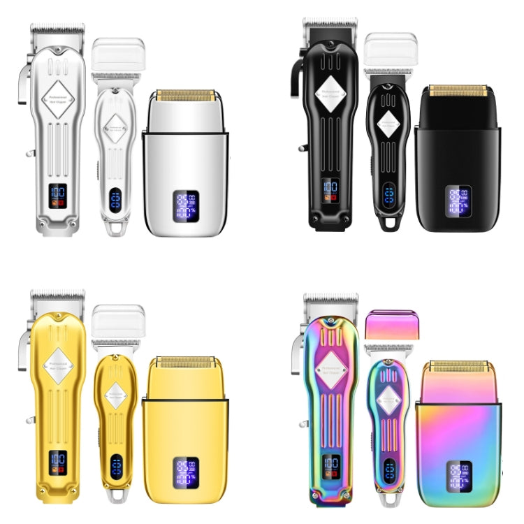 3pcs /Set Men Home Hair Salon High-power Hair Clipper(Colorful)