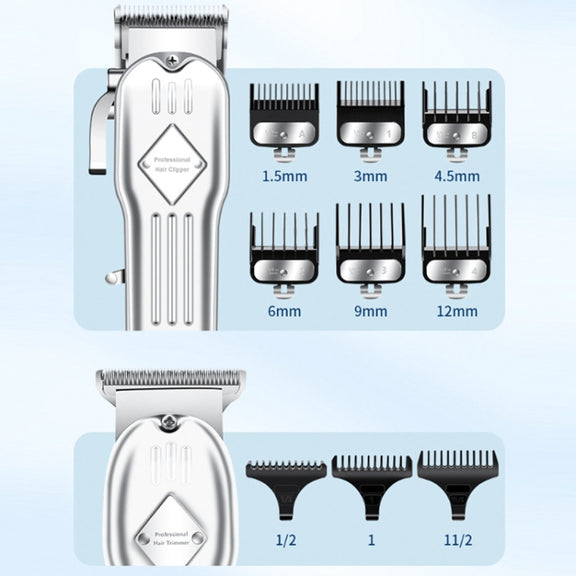 3pcs /Set Men Home Hair Salon High-power Hair Clipper(Gold)