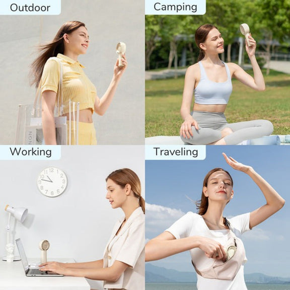 JisuLife FA42 Handheld Portable Small Rechargeable Turbo Fan, Color: Brown 2000mAh