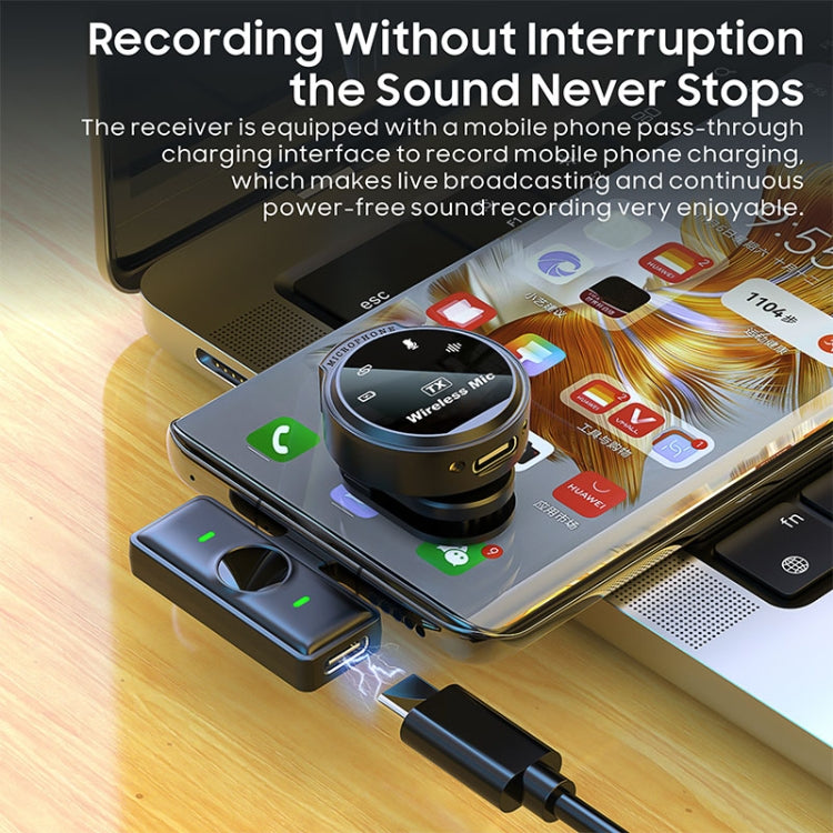J6 Smart Digital Display Noise Reduction Magnetic Wireless Collar Microphone, Spec: Type-C