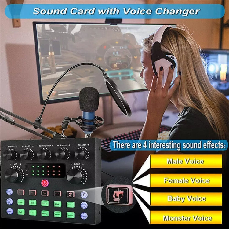 V8S Audio Mixer Live Voice Changer External Sound Card, Color: Black Triangle Set