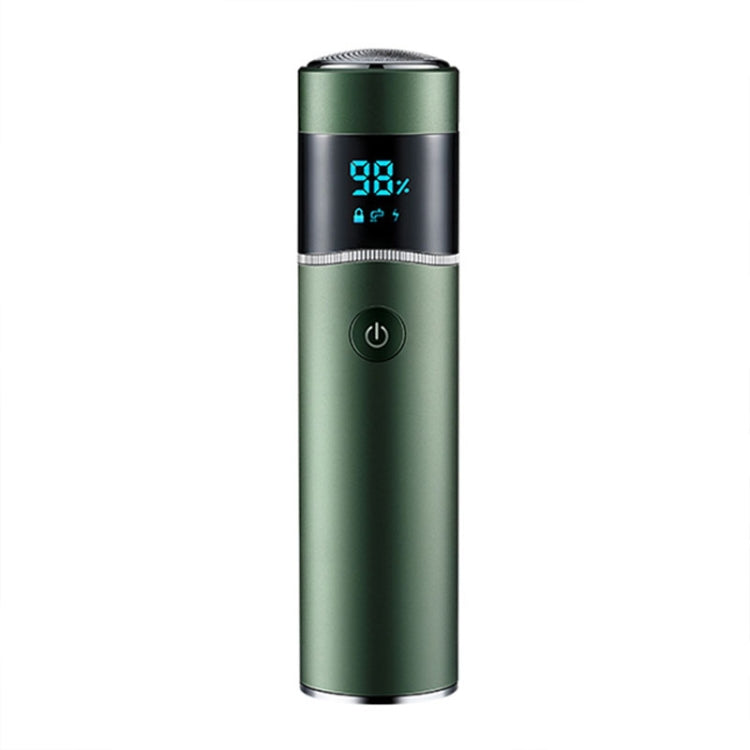 S-1090 IPX7 Water-resistant 8D Portable LED Digital Display Round Electric Shaver(Green)