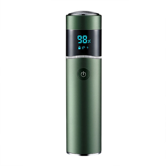 S-1090 IPX7 Water-resistant 8D Portable LED Digital Display Round Electric Shaver(Green)