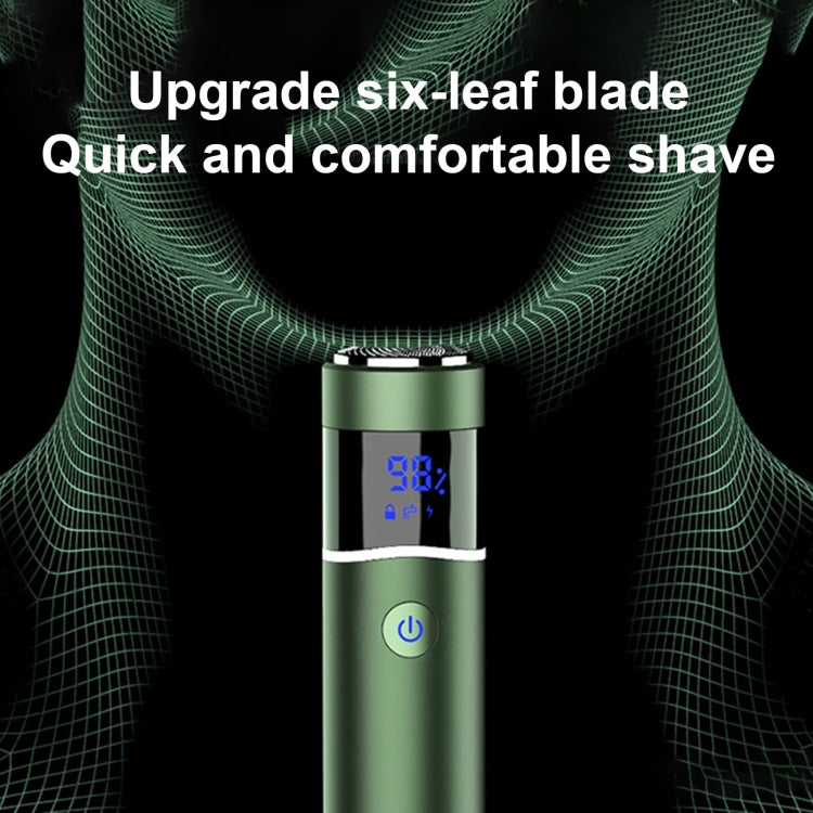 S-1090 IPX7 Water-resistant 8D Portable LED Digital Display Round Electric Shaver(Green)