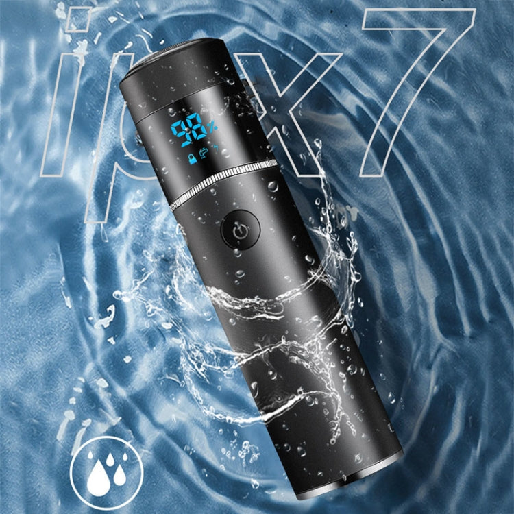 S-1090 IPX7 Water-resistant 8D Portable LED Digital Display Round Electric Shaver(Silver)