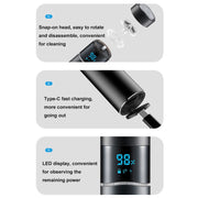 S-1090 IPX7 Water-resistant 8D Portable LED Digital Display Round Electric Shaver(Silver)