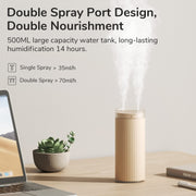 JisuLife HU16 Desktop Dual Mist Ports Humidifier, Color: White Plug-in