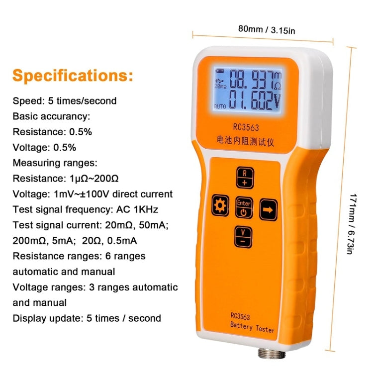 High-Precision Battery Voltage Internal Resistance Tester, Specifications: Host+Probe+Clip+Clamp