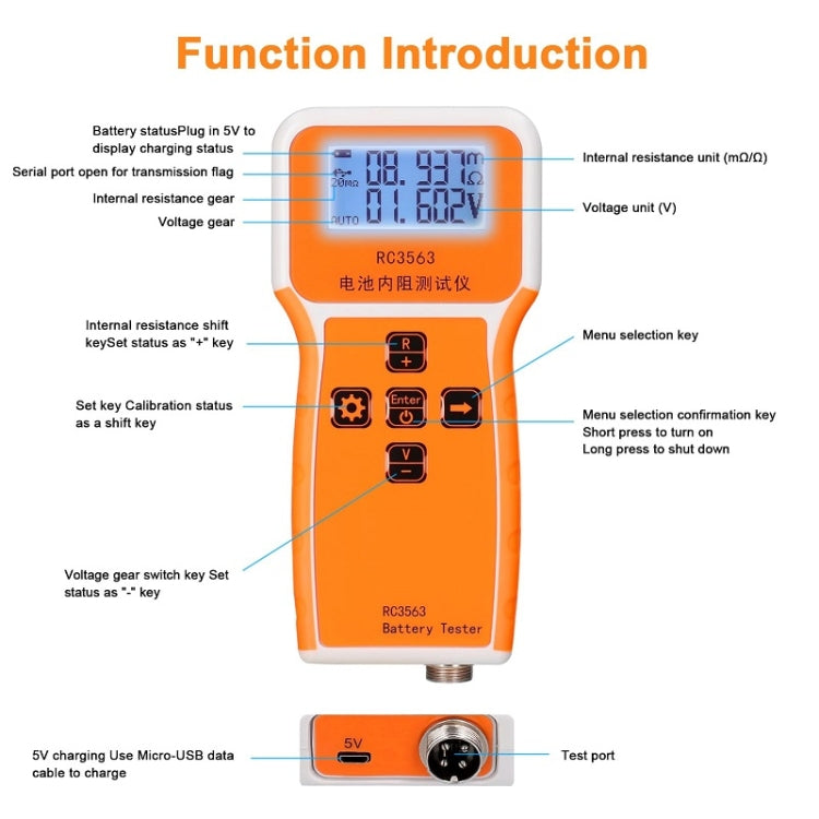 High-Precision Battery Voltage Internal Resistance Tester, Specifications: Host+Clip