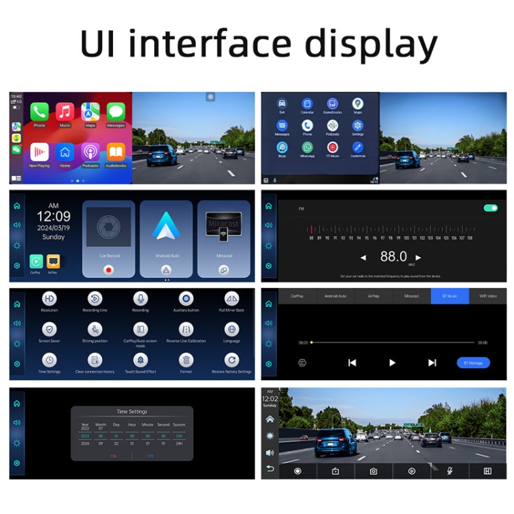 Car Bluetooth Portable DVR Monitor Support Carplay/Android Auto, Specifications: Display