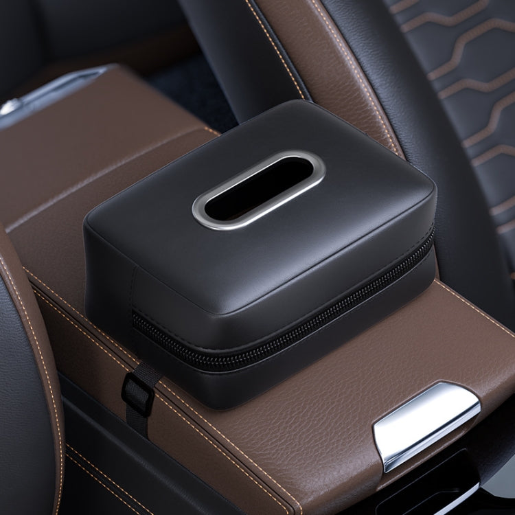 Car Seat Armrest Tissue Box Sun Visor Seat Back Hanging Paper Bag(Black)