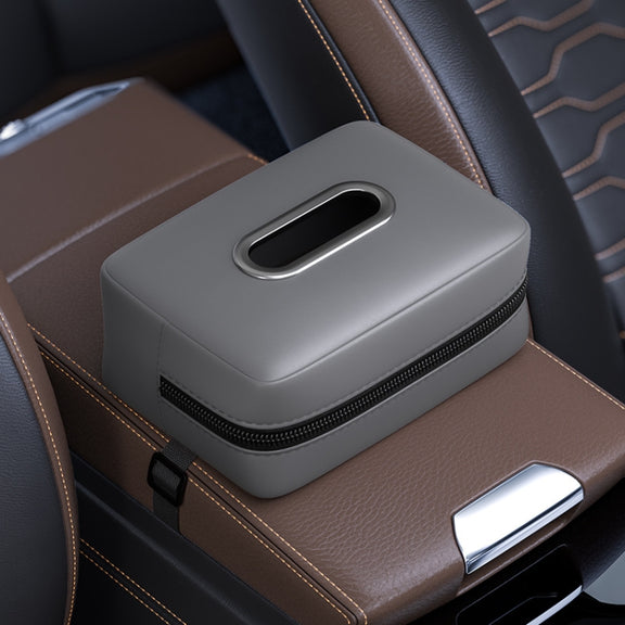 Car Seat Armrest Tissue Box Sun Visor Seat Back Hanging Paper Bag(Gray)