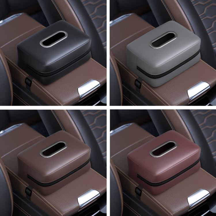 Car Seat Armrest Tissue Box Sun Visor Seat Back Hanging Paper Bag(Black)