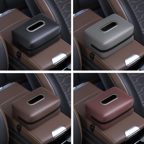 Car Seat Armrest Tissue Box Sun Visor Seat Back Hanging Paper Bag(Black)