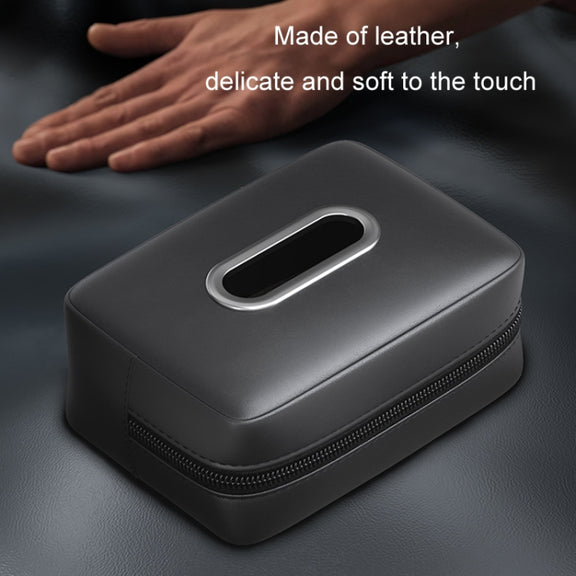Car Seat Armrest Tissue Box Sun Visor Seat Back Hanging Paper Bag(Black)