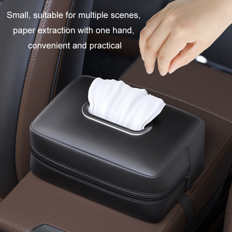 Car Seat Armrest Tissue Box Sun Visor Seat Back Hanging Paper Bag(Black)