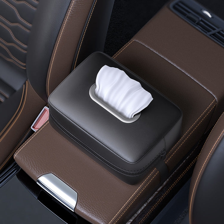 Car Seat Armrest Tissue Box Sun Visor Seat Back Hanging Paper Bag(Black)